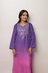 Aubergine Aura Satin Value Added Kurta Set